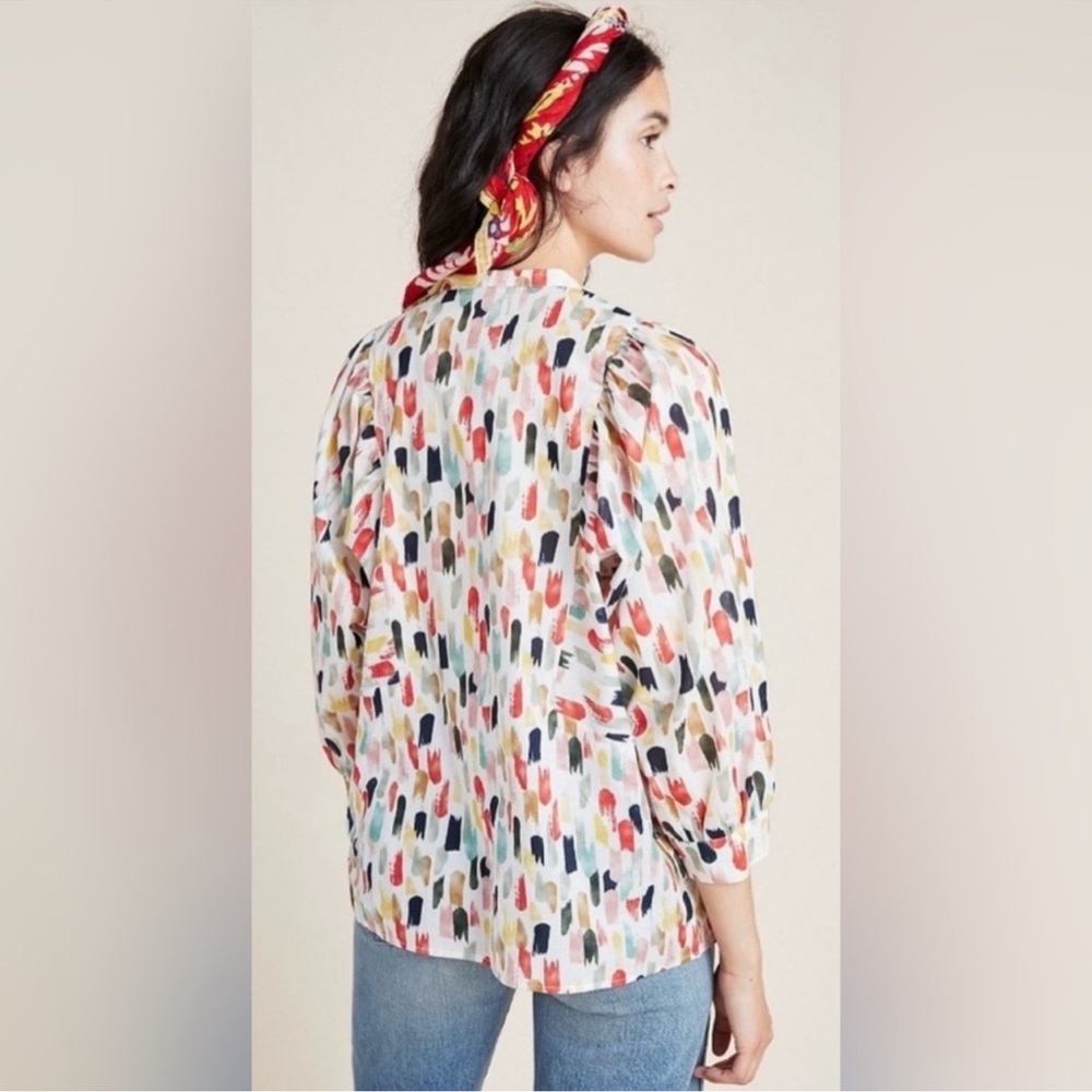 EVA FRANCO ANTHROPOLOGIE KRIZIA TOP IN MULTICOLOR, SIZE L, NWT. - Picture 2 of 11